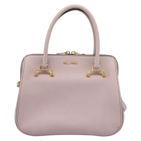 Miu Miu Hand Bag Leather 2way Pink Gold Tone Auth 167741M
