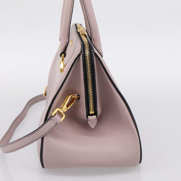 Miu Miu Hand Bag Leather 2way Pink Gold Tone Auth 167741M