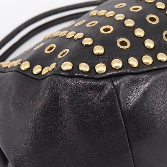 Miu Miu Shoulder Bag Leather Black Gold Tone Auth 167742M