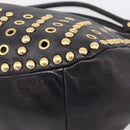 Miu Miu Shoulder Bag Leather Black Gold Tone Auth 167742M-17