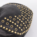 Miu Miu Shoulder Bag Leather Black Gold Tone Auth 167742M-19