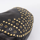 Miu Miu Shoulder Bag Leather Black Gold Tone Auth 167742M-20