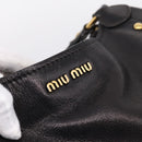 Miu Miu Shoulder Bag Leather Black Gold Tone Auth 167742M-21
