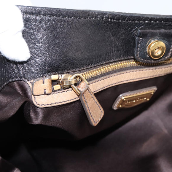Miu Miu Shoulder Bag Leather Black Gold Tone Auth 167742M