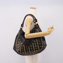 Miu Miu Shoulder Bag Leather Black Gold Tone Auth 167742M-27