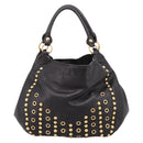 Miu Miu Shoulder Bag Leather Black Gold Tone Auth 167742M-2