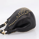 Miu Miu Shoulder Bag Leather Black Gold Tone Auth 167742M-3