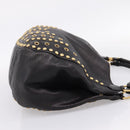 Miu Miu Shoulder Bag Leather Black Gold Tone Auth 167742M-4