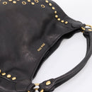 Miu Miu Shoulder Bag Leather Black Gold Tone Auth 167742M-6