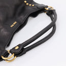 Miu Miu Shoulder Bag Leather Black Gold Tone Auth 167742M-7