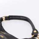 Miu Miu Shoulder Bag Leather Black Gold Tone Auth 167742M-14
