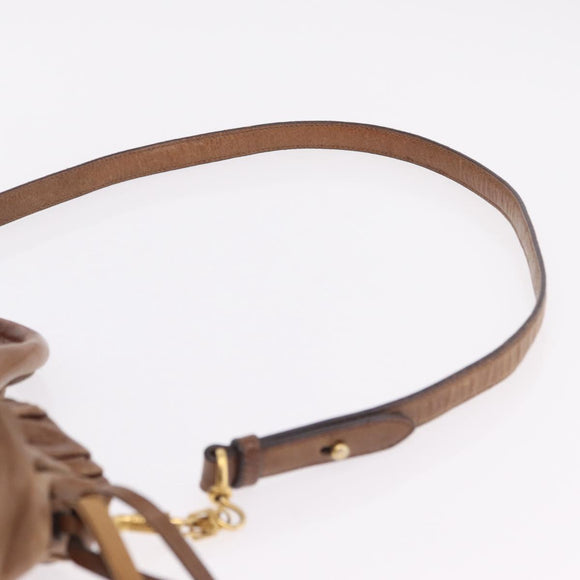 Miu Miu Hand Bag Leather 2way Brown Gold Auth 167743M