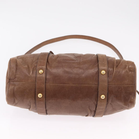 Miu Miu Hand Bag Leather 2way Brown Gold Auth 167743M