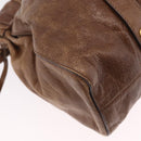 Miu Miu Hand Bag Leather 2way Brown Gold Auth 167743M-18