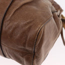 Miu Miu Hand Bag Leather 2way Brown Gold Auth 167743M-19