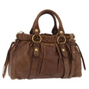 Miu Miu Hand Bag Leather 2way Brown Gold Auth 167743M-1