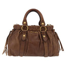 Miu Miu Hand Bag Leather 2way Brown Gold Auth 167743M-13