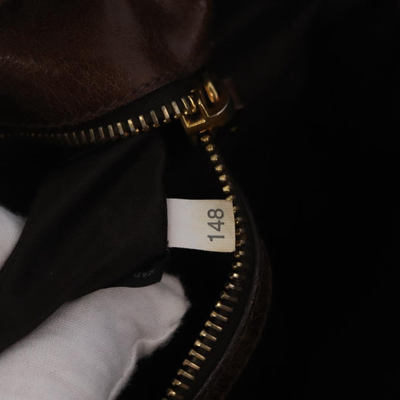 Miu Miu Hand Bag Leather 2way Brown Gold Auth 167743M