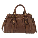 Miu Miu Hand Bag Leather 2way Brown Gold Auth 167743M-2