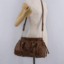 Miu Miu Hand Bag Leather 2way Brown Gold Auth 167743M-31