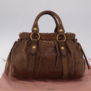 Miu Miu Hand Bag Leather 2way Brown Gold Auth 167743M-12