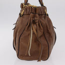 Miu Miu Hand Bag Leather 2way Brown Gold Auth 167743M-3