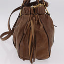 Miu Miu Hand Bag Leather 2way Brown Gold Auth 167743M-4