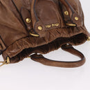 Miu Miu Hand Bag Leather 2way Brown Gold Auth 167743M-6