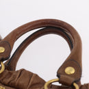 Miu Miu Hand Bag Leather 2way Brown Gold Auth 167743M-14