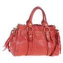 Miu Miu Hand Bag Leather 2way Orange Gold Auth 167744M-1
