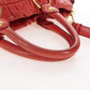 Miu Miu Hand Bag Leather 2way Orange Gold Auth 167744M-8