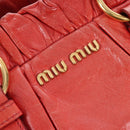 Miu Miu Hand Bag Leather 2way Orange Gold Auth 167744M-23