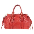 Miu Miu Hand Bag Leather 2way Orange Gold Auth 167744M-2