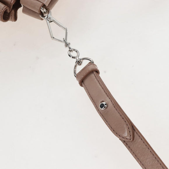 Miu Miu Hand Bag Leather 2way Beige Silver Auth 167745M