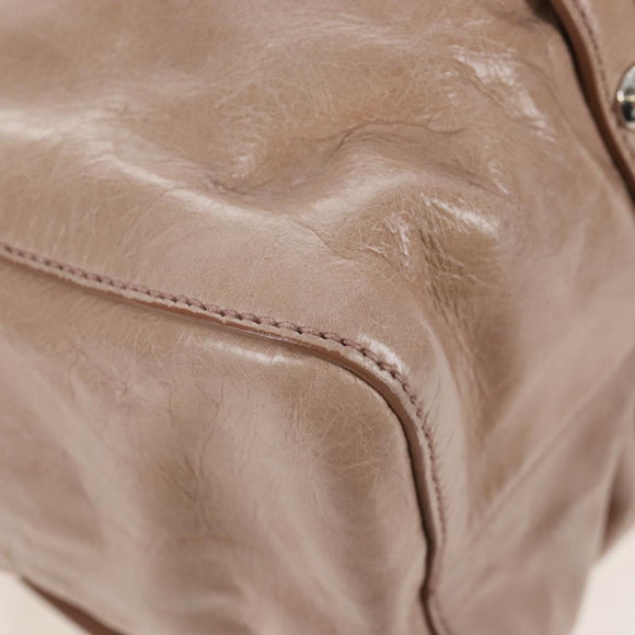 Miu Miu Hand Bag Leather 2way Beige Silver Auth 167745M