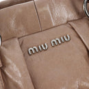 Miu Miu Hand Bag Leather 2way Beige Silver Auth 167745M-20
