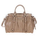 Miu Miu Hand Bag Leather 2way Beige Silver Auth 167745M-13