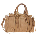 Miu Miu Hand Bag Leather 2way Beige Gold Auth 167746M-1