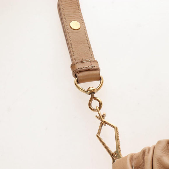 Miu Miu Hand Bag Leather 2way Beige Gold Auth 167746M