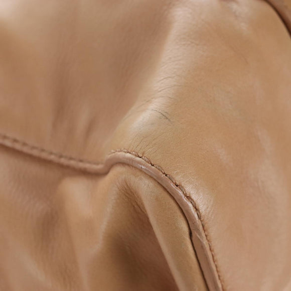 Miu Miu Hand Bag Leather 2way Beige Gold Auth 167746M