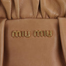 Miu Miu Hand Bag Leather 2way Beige Gold Auth 167746M-27