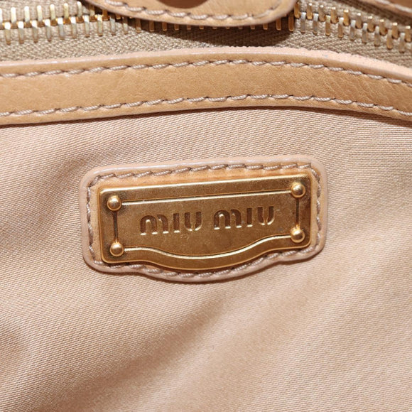 Miu Miu Hand Bag Leather 2way Beige Gold Auth 167746M