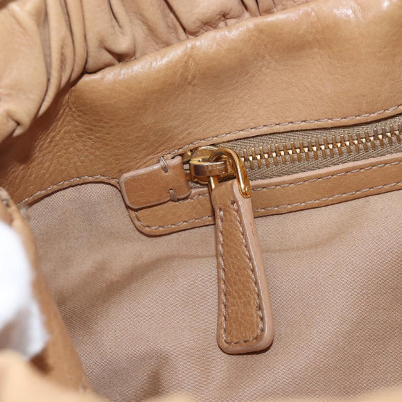 Miu Miu Hand Bag Leather 2way Beige Gold Auth 167746M