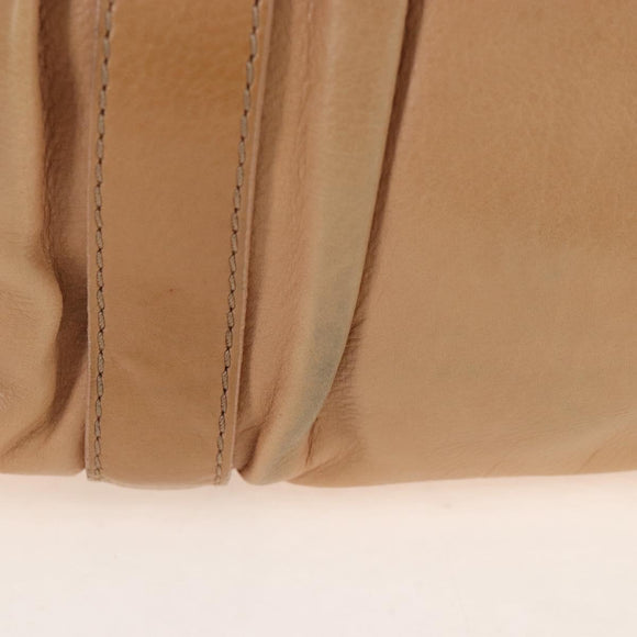 Miu Miu Hand Bag Leather 2way Beige Gold Auth 167746M