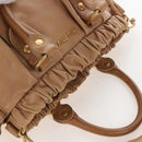 Miu Miu Hand Bag Leather 2way Beige Gold Auth 167746M-14