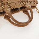 Miu Miu Hand Bag Leather 2way Beige Gold Auth 167746M-7