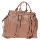Miu Miu Hand Bag Leather 2way Pink Gold Auth 167747M-1