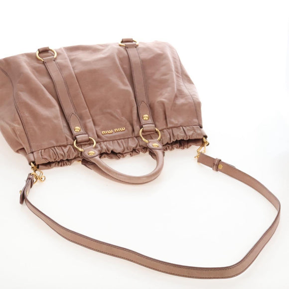Miu Miu Hand Bag Leather 2way Pink Gold Auth 167747M