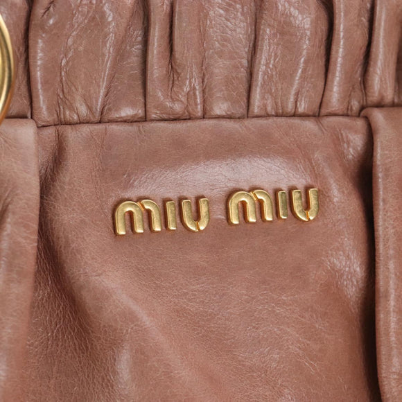 Miu Miu Hand Bag Leather 2way Pink Gold Auth 167747M