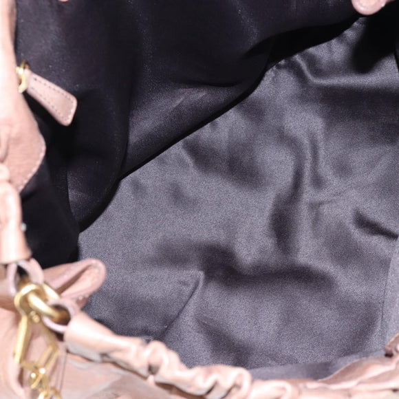 Miu Miu Hand Bag Leather 2way Pink Gold Auth 167747M
